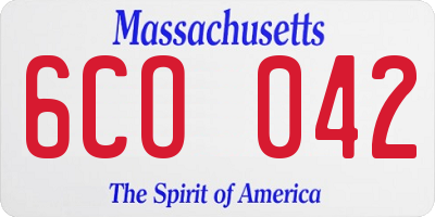MA license plate 6CO042