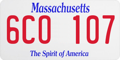 MA license plate 6CO107