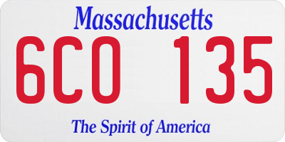 MA license plate 6CO135
