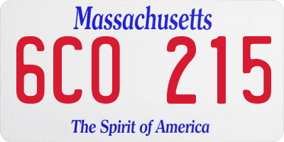 MA license plate 6CO215