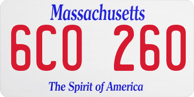 MA license plate 6CO260