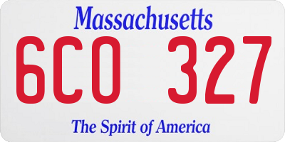 MA license plate 6CO327