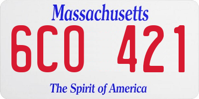 MA license plate 6CO421