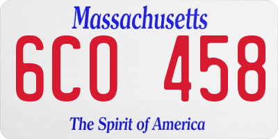 MA license plate 6CO458