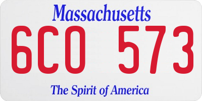 MA license plate 6CO573