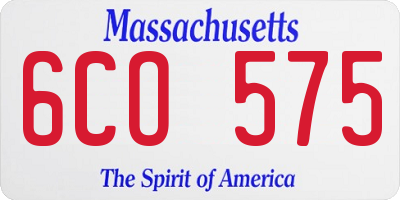 MA license plate 6CO575