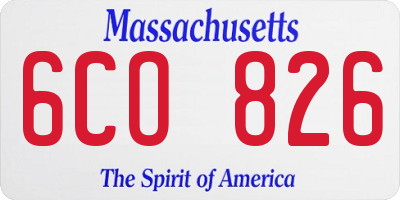 MA license plate 6CO826