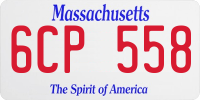 MA license plate 6CP558