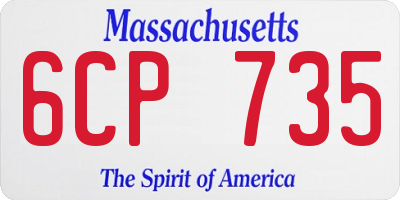 MA license plate 6CP735