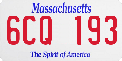 MA license plate 6CQ193