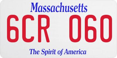 MA license plate 6CR060