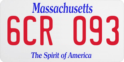 MA license plate 6CR093