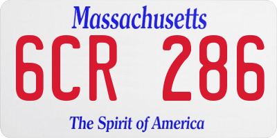 MA license plate 6CR286