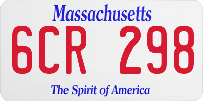 MA license plate 6CR298