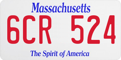 MA license plate 6CR524