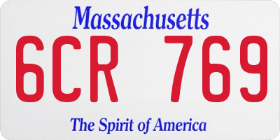 MA license plate 6CR769