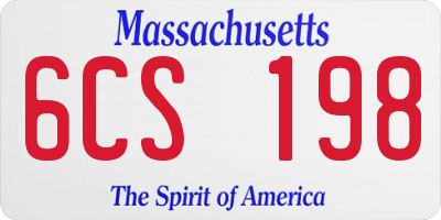 MA license plate 6CS198