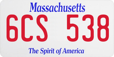 MA license plate 6CS538