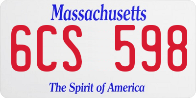 MA license plate 6CS598