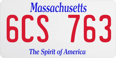 MA license plate 6CS763