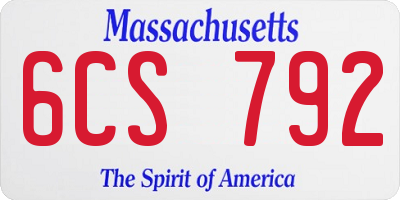 MA license plate 6CS792