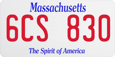 MA license plate 6CS830