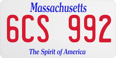 MA license plate 6CS992