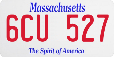 MA license plate 6CU527
