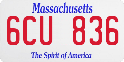 MA license plate 6CU836