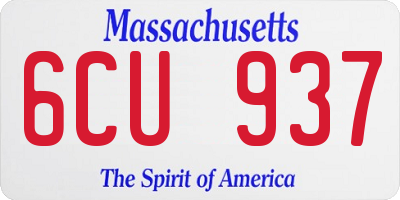 MA license plate 6CU937