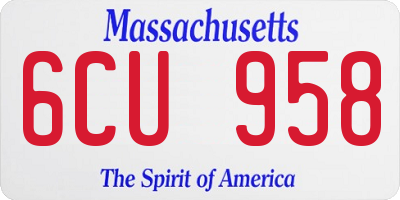 MA license plate 6CU958