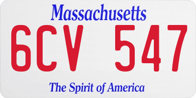 MA license plate 6CV547