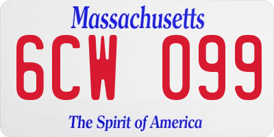 MA license plate 6CW099