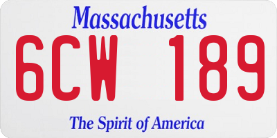 MA license plate 6CW189