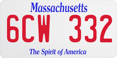 MA license plate 6CW332
