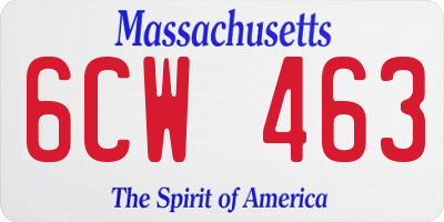 MA license plate 6CW463