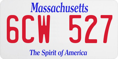 MA license plate 6CW527
