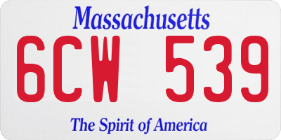 MA license plate 6CW539