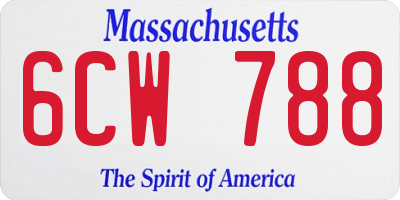 MA license plate 6CW788
