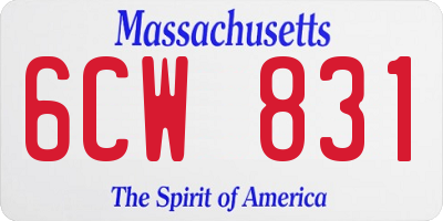MA license plate 6CW831