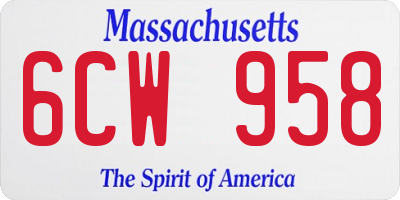 MA license plate 6CW958