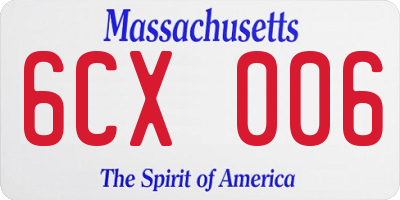 MA license plate 6CX006