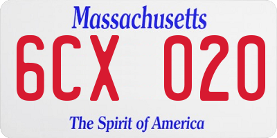 MA license plate 6CX020