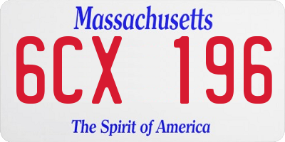 MA license plate 6CX196