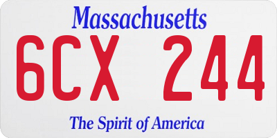 MA license plate 6CX244