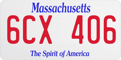 MA license plate 6CX406