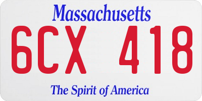 MA license plate 6CX418