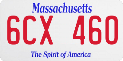 MA license plate 6CX460