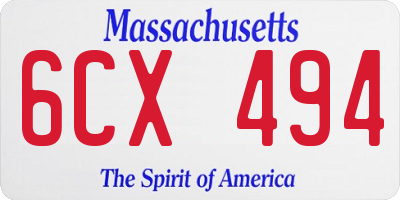 MA license plate 6CX494