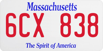 MA license plate 6CX838